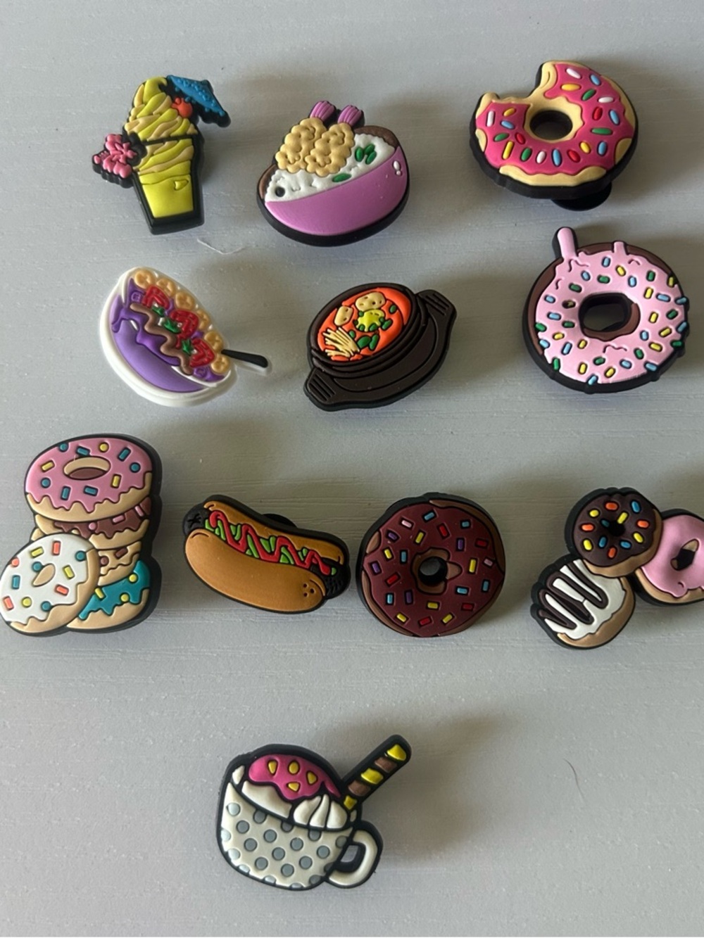 Cute Food-Themed Shoe Charms - Donuts, Snacks & Drinks
